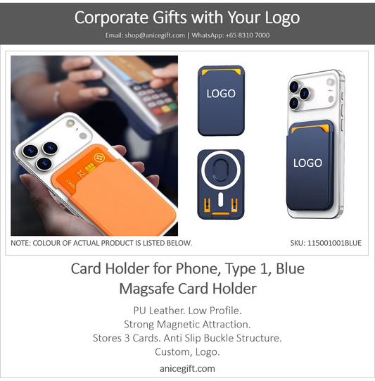 Card Holder for Phone, Type 1, Blue | Magsafe Card Holder