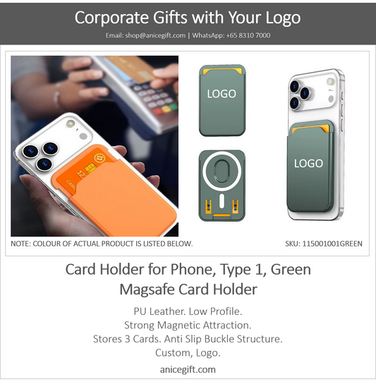 Card Holder for Phone, Type 1, Green | Magsafe Card Holder