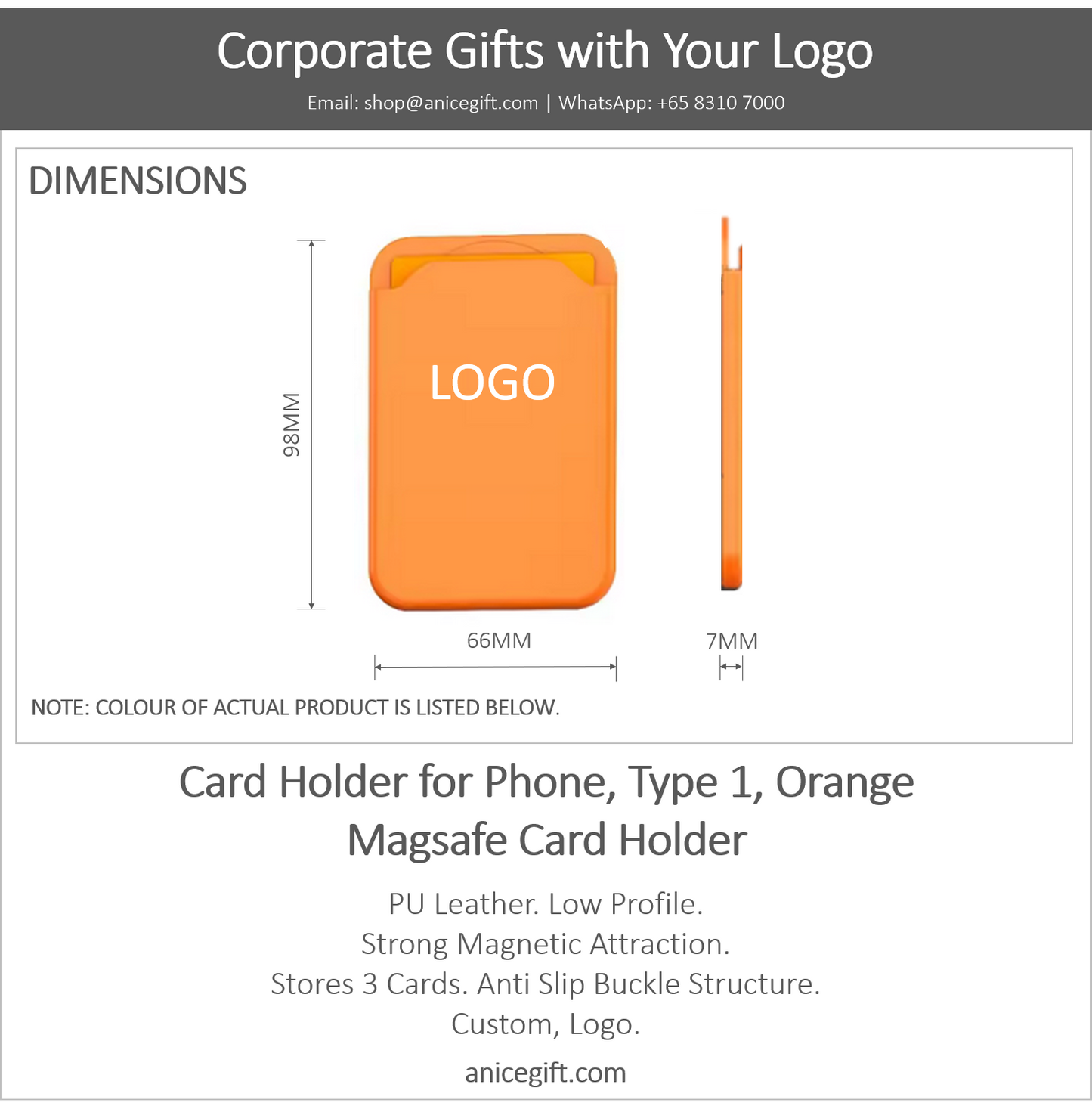 Card Holder for Phone, Type 1, Orange | Magsafe Card Holder