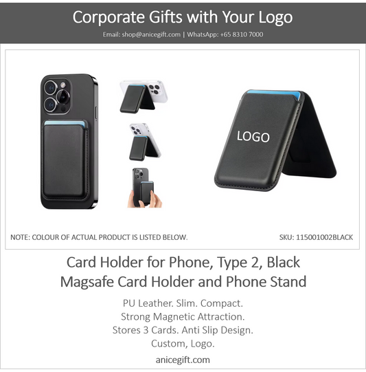 Card Holder for Phone, Type 2, Black | Magsafe Card Holder and Phone Stand