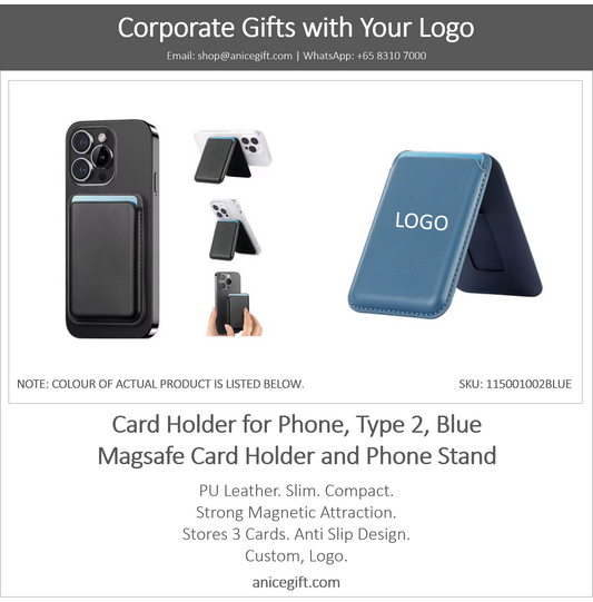 Card Holder for Phone, Type 2, Blue | Magsafe Card Holder and Phone Stand