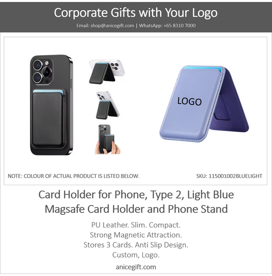 Card Holder for Phone, Type 2, Light Blue | Magsafe Card Holder and Phone Stand
