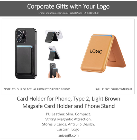 Card Holder for Phone, Type 2, Light Brown | Magsafe Card Holder and Phone Stand