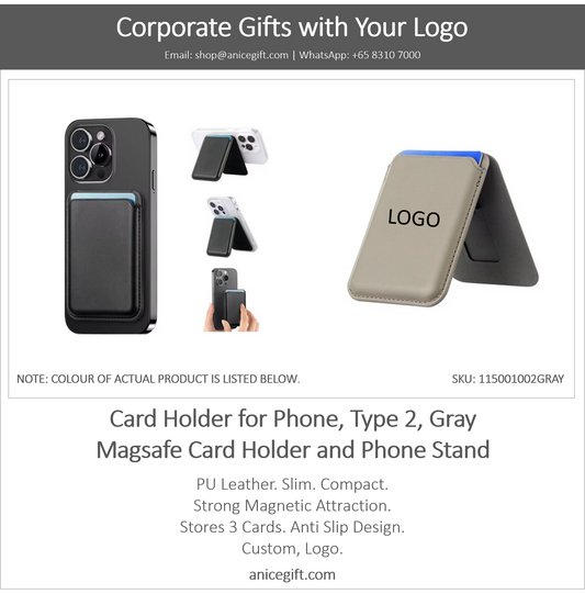 Card Holder for Phone, Type 2, Gray | Magsafe Card Holder and Phone Stand