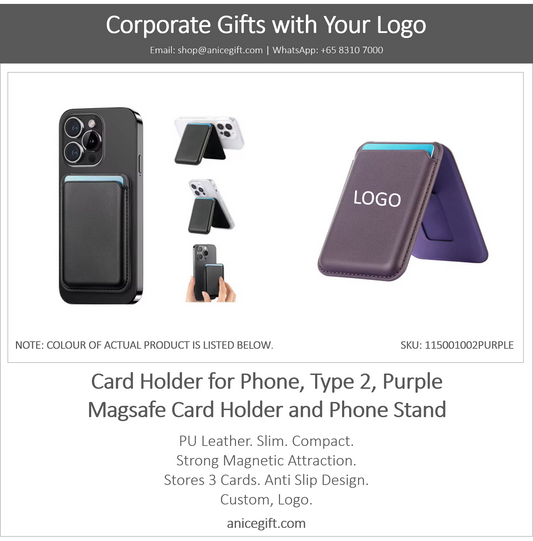 Card Holder for Phone, Type 2, Purple | Magsafe Card Holder and Phone Stand