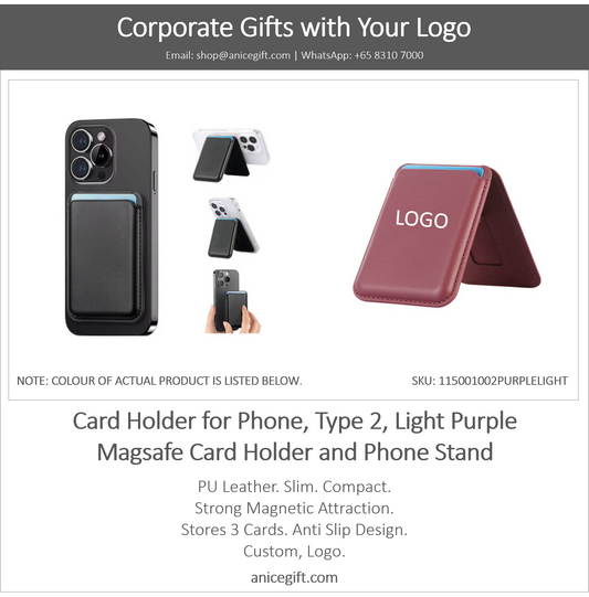 Card Holder for Phone, Type 2, Light Purple | Magsafe Card Holder and Phone Stand