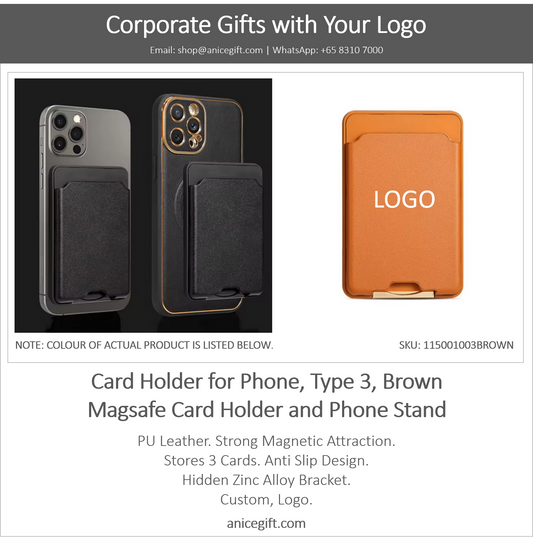 Card Holder for Phone, Type 3, Brown | Magsafe Card Holder and Phone Stand