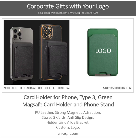Card Holder for Phone, Type 3, Green | Magsafe Card Holder and Phone Stand