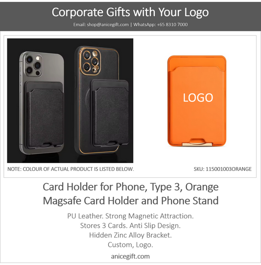 Card Holder for Phone, Type 3, Orange | Magsafe Card Holder and Phone Stand