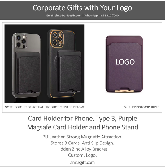 Card Holder for Phone, Type 3, Purple | Magsafe Card Holder and Phone Stand