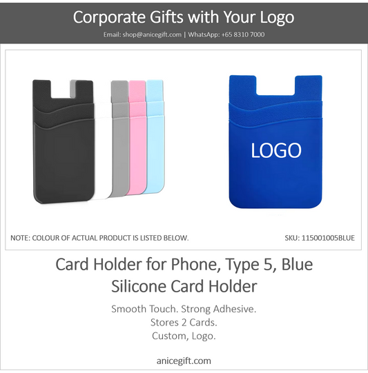 Card Holder for Phone, Type 5, Blue | Silicone Card Holder