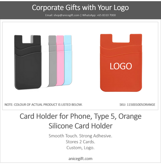 Card Holder for Phone, Type 5, Orange | Silicone Card Holder