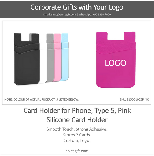 Card Holder for Phone, Type 5, Pink | Silicone Card Holder
