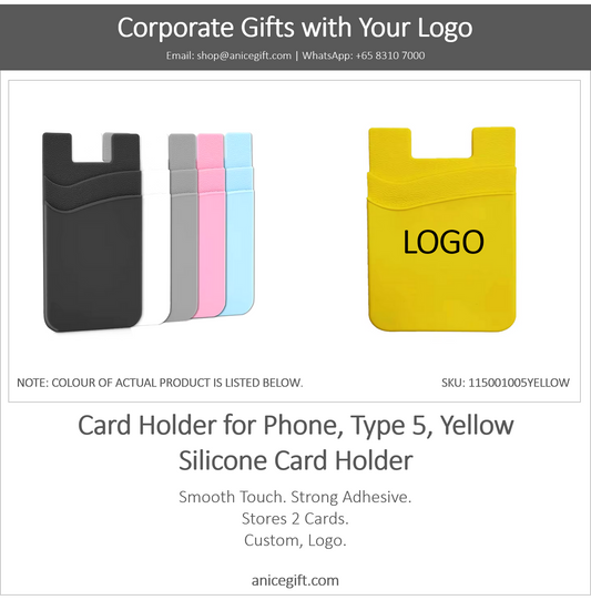 Card Holder for Phone, Type 5, Yellow | Silicone Card Holder