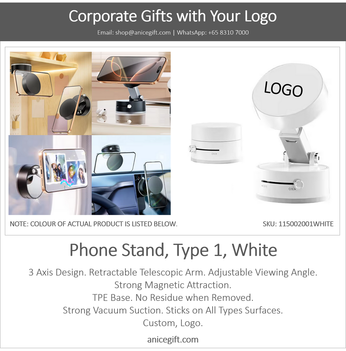 Phone Holder, Type 1, White