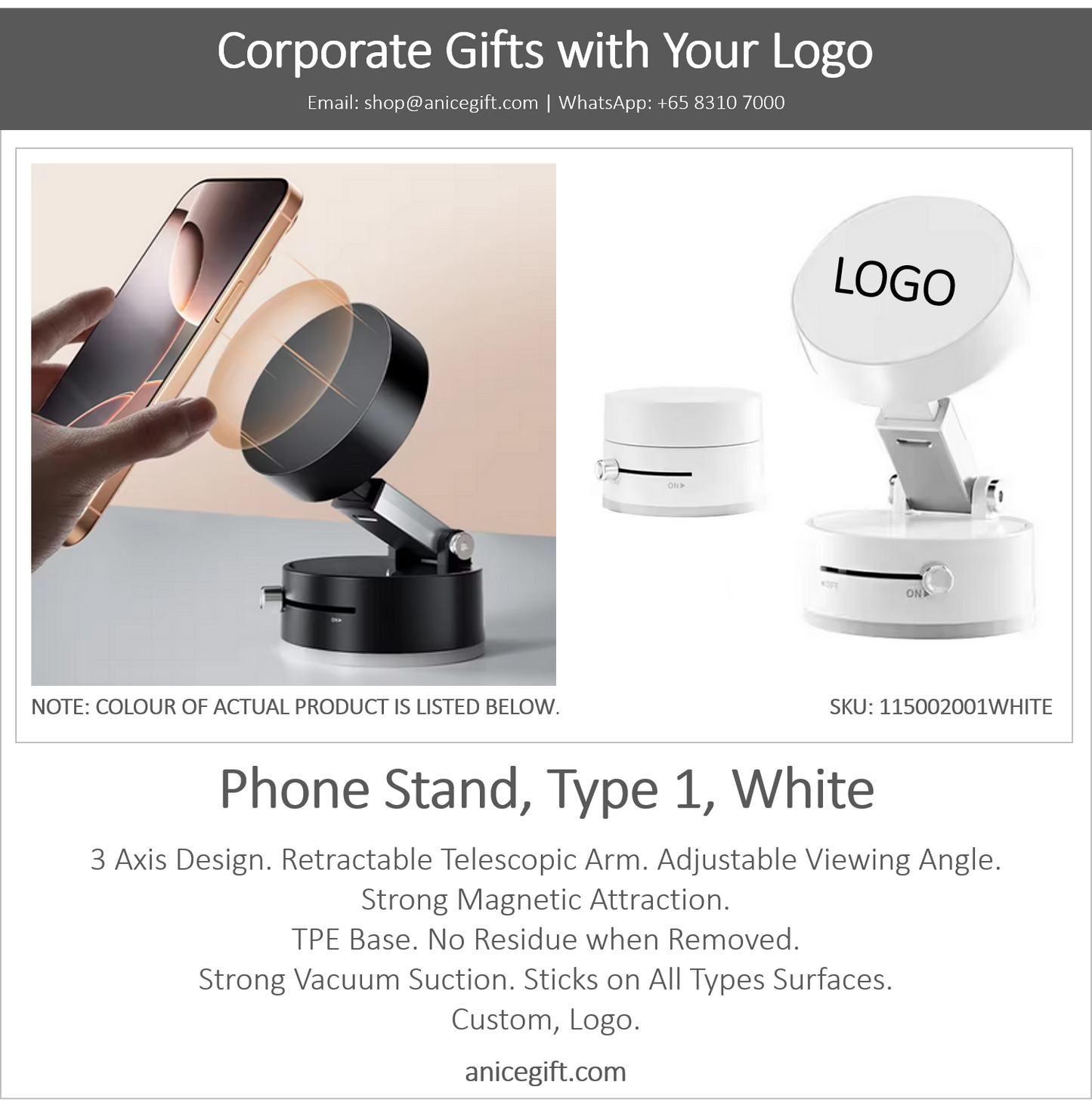 Phone Holder, Type 1, White