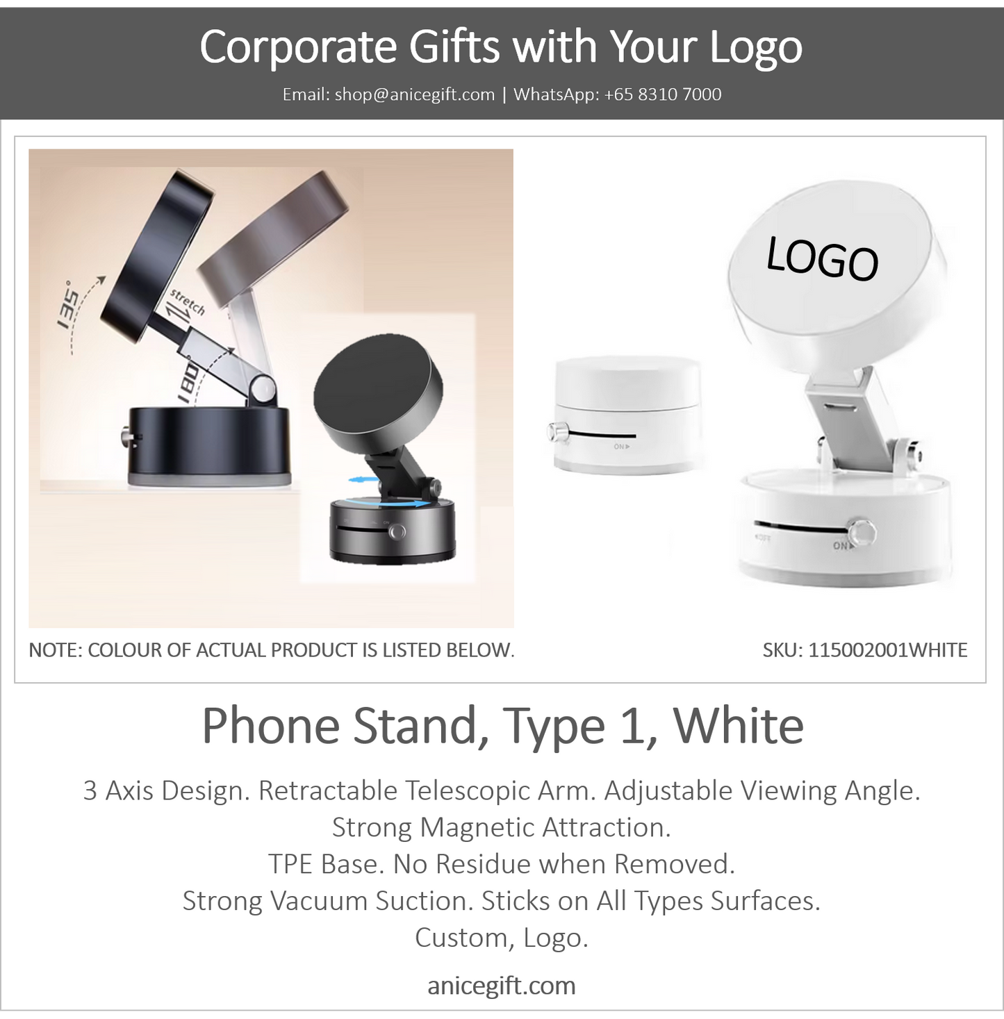 Phone Holder, Type 1, White