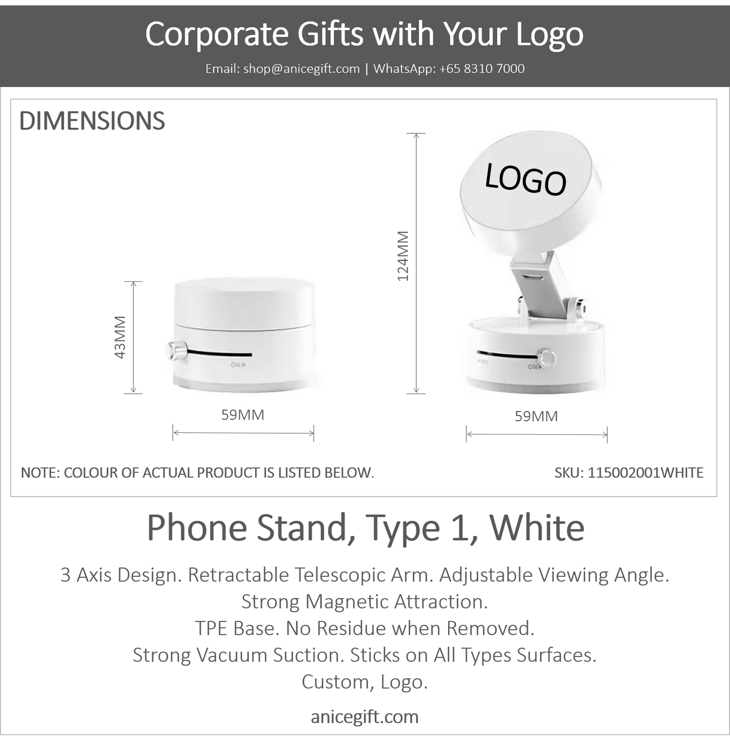 Phone Holder, Type 1, White