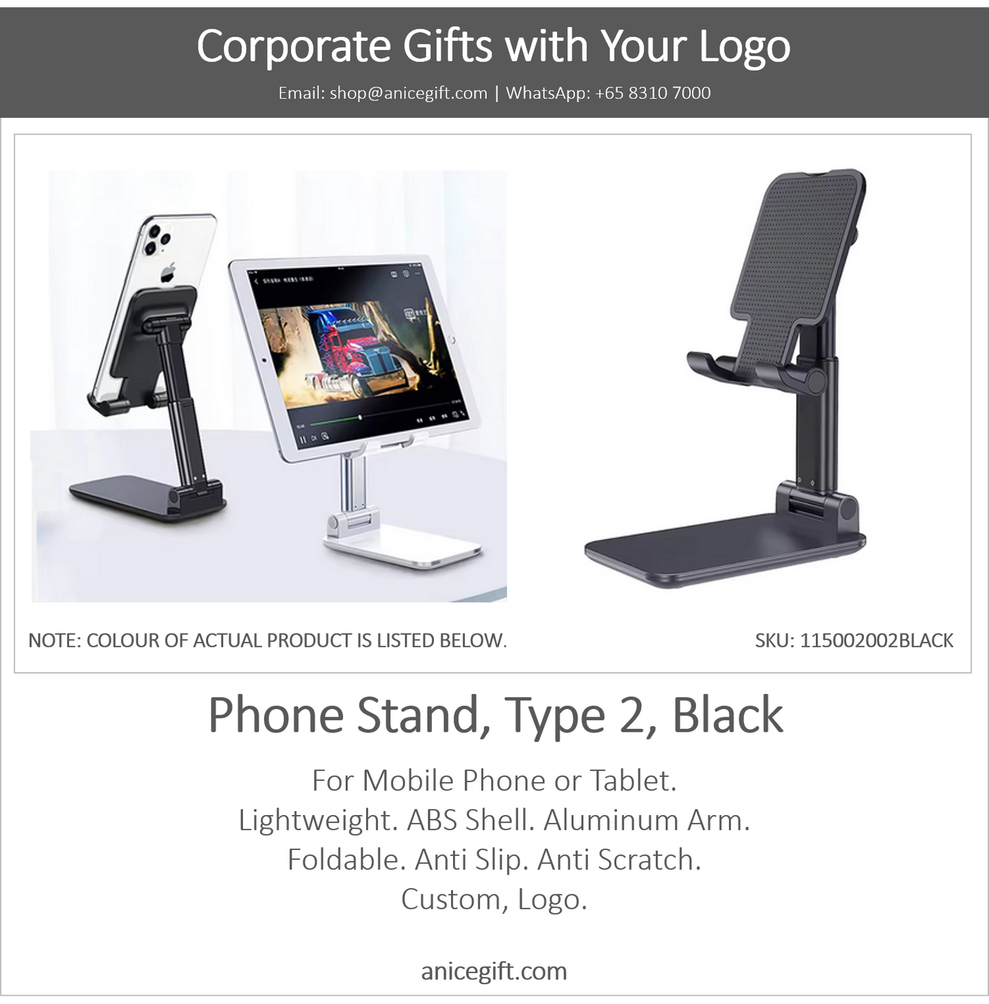 Phone Holder, Type 2, Black
