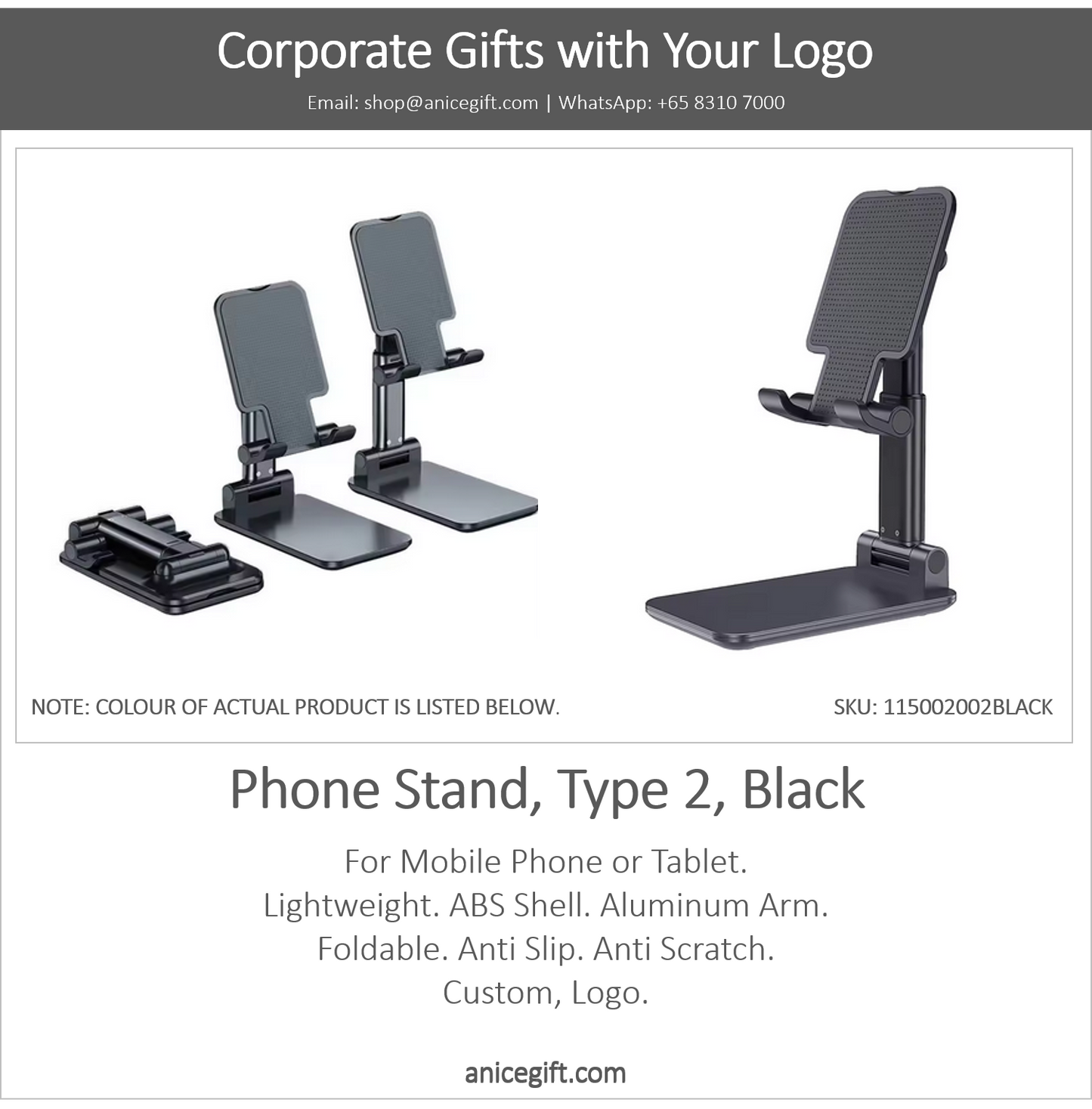 Phone Holder, Type 2, Black