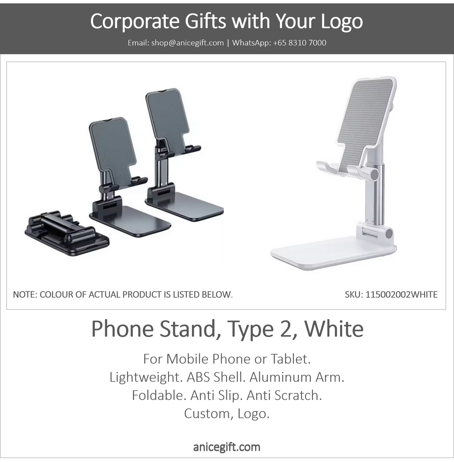 Phone Holder, Type 2, White