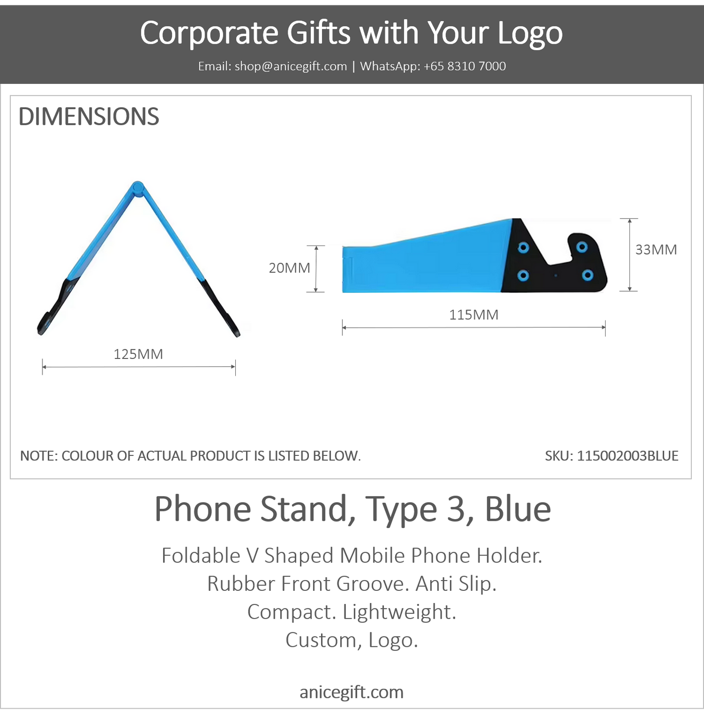 Phone Holder, Type 3, Blue