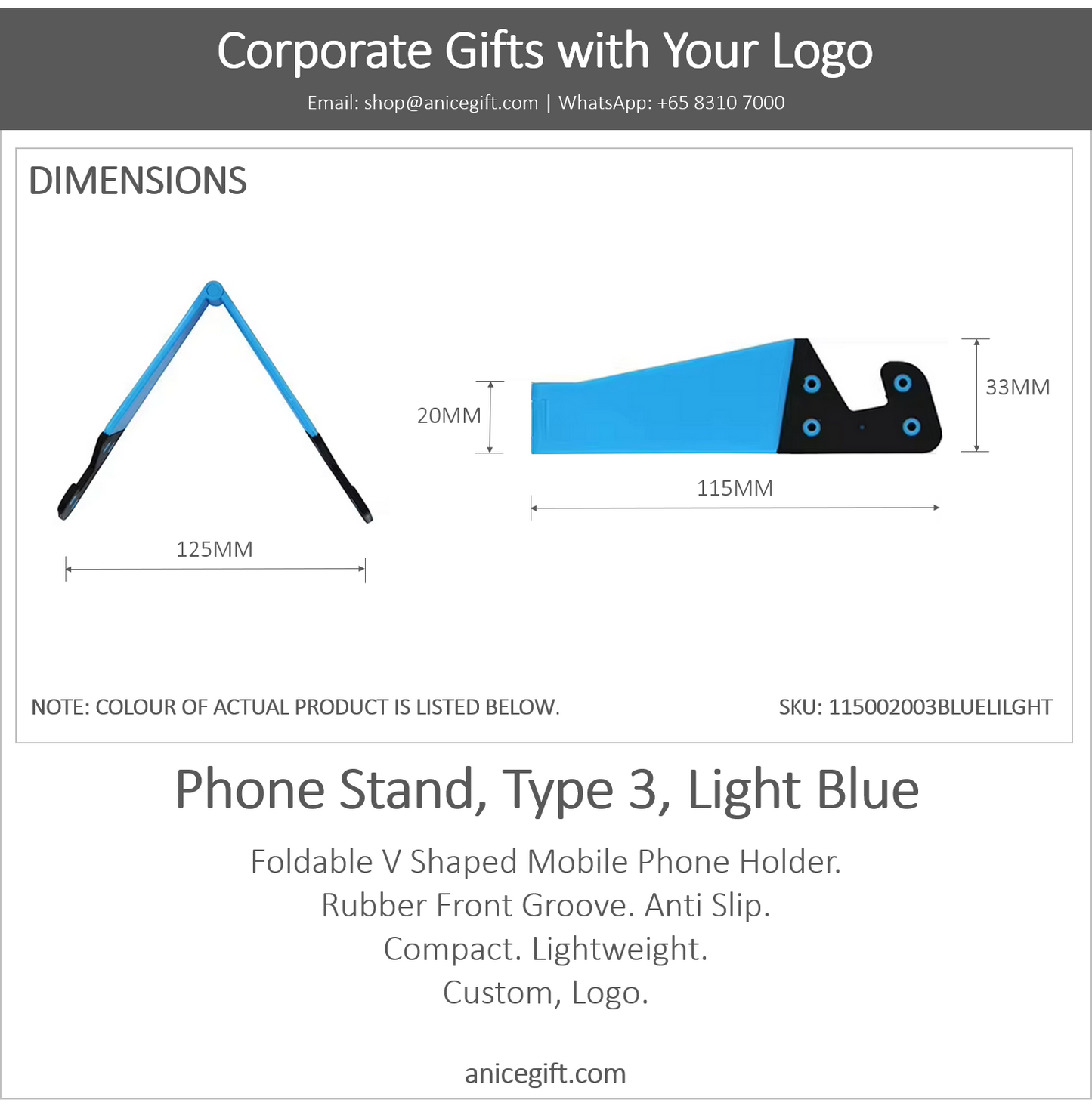 Phone Holder, Type 3, Light Blue