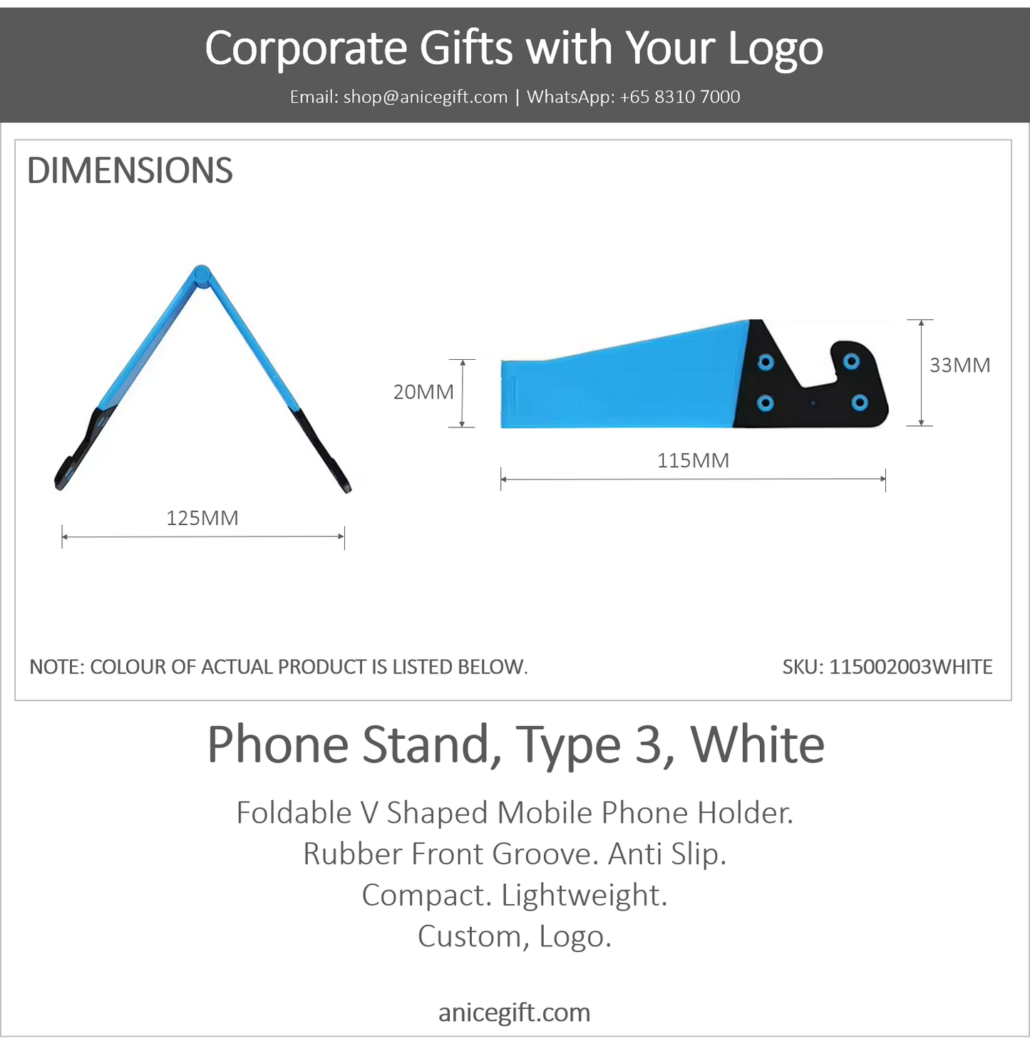 Phone Holder, Type 3, White