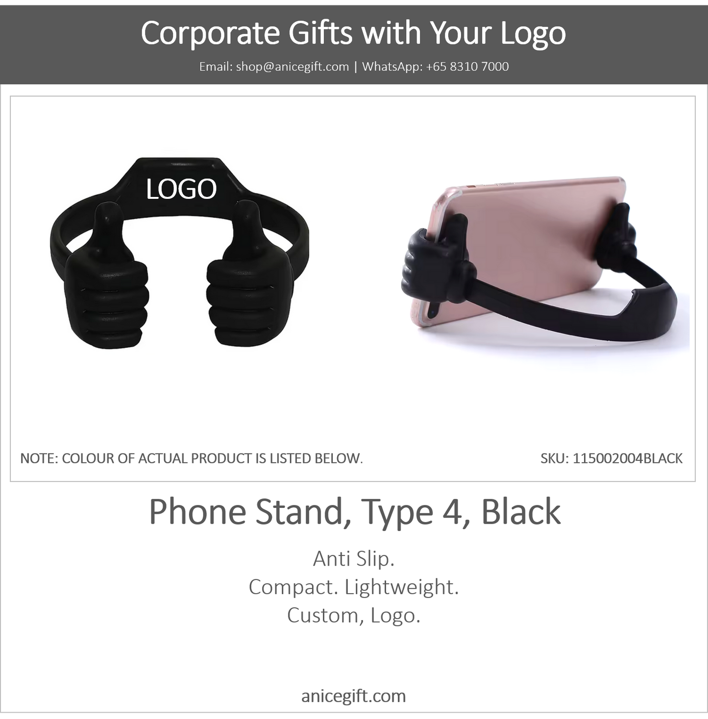Phone Holder, Type 4, Black