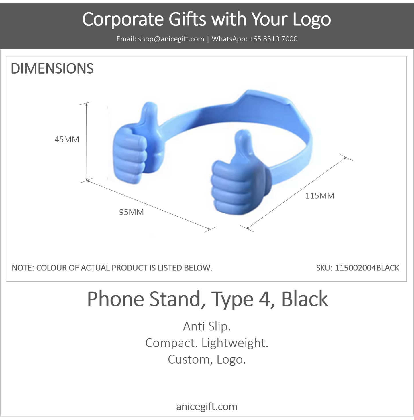 Phone Holder, Type 4, Black