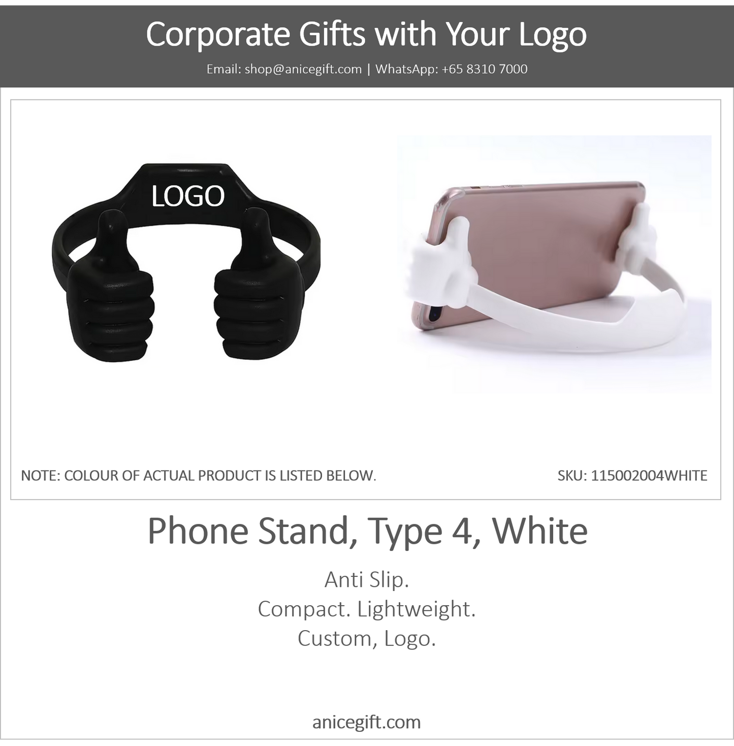 Phone Holder, Type 4, White