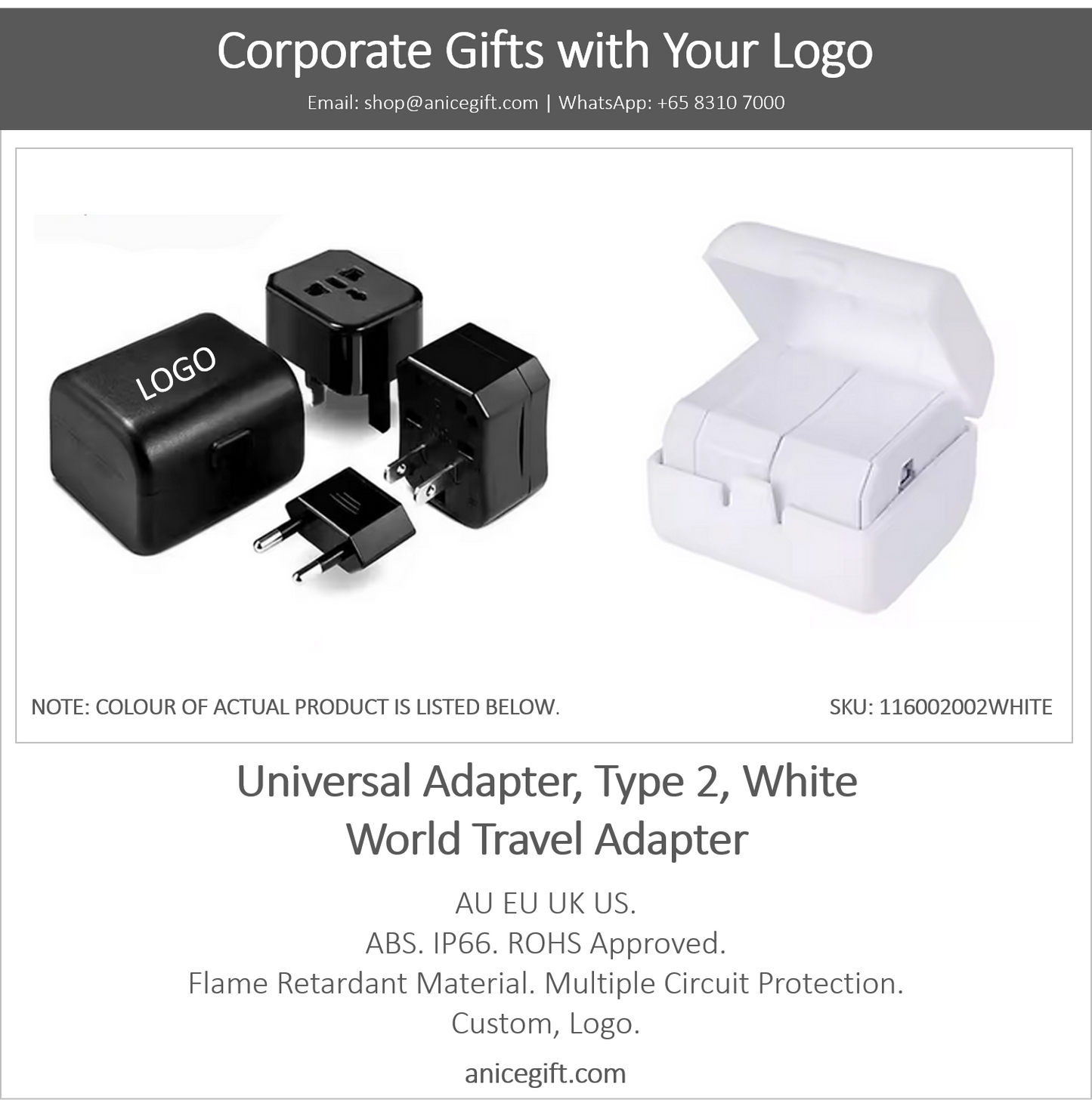 Universal Adapter, Type 2, White