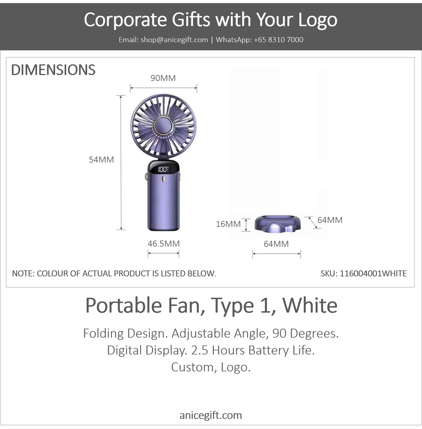 Portable Fan, Type 1, White