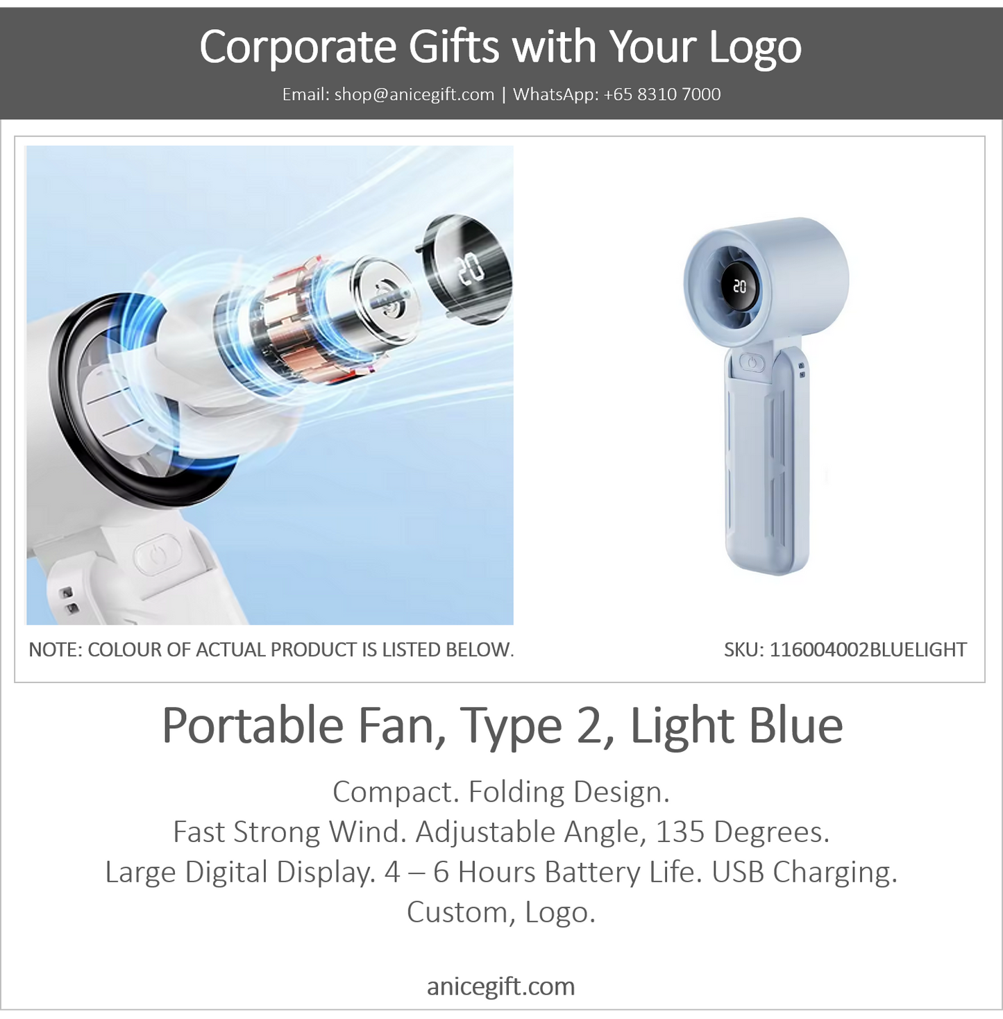 Portable Fan, Type 2, LIght Blue