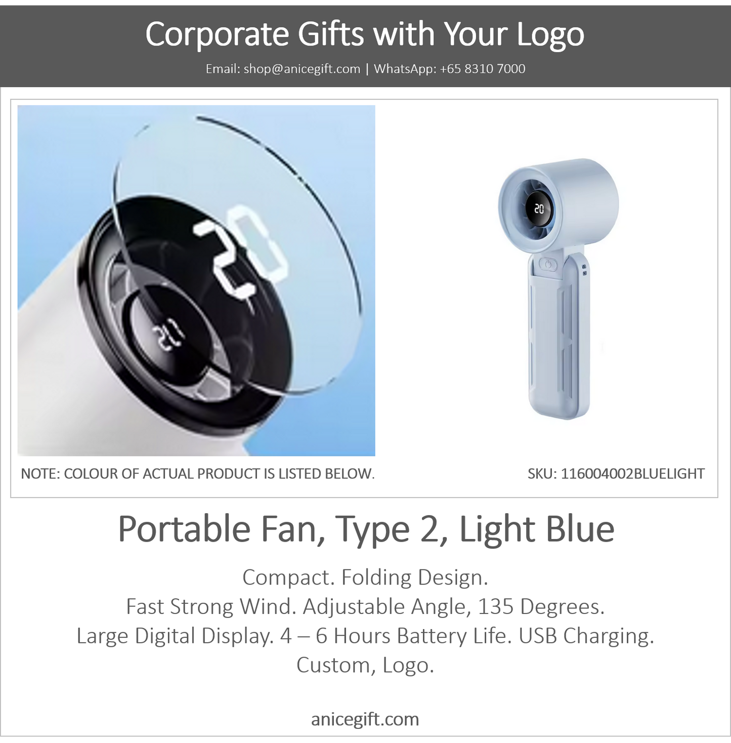 Portable Fan, Type 2, LIght Blue