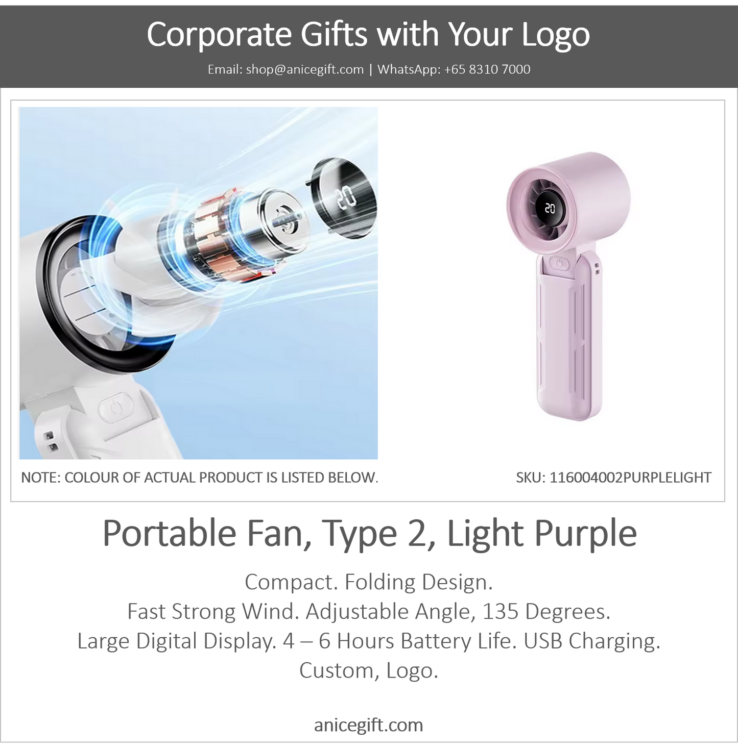 Portable Fan, Type 2, Light Purple