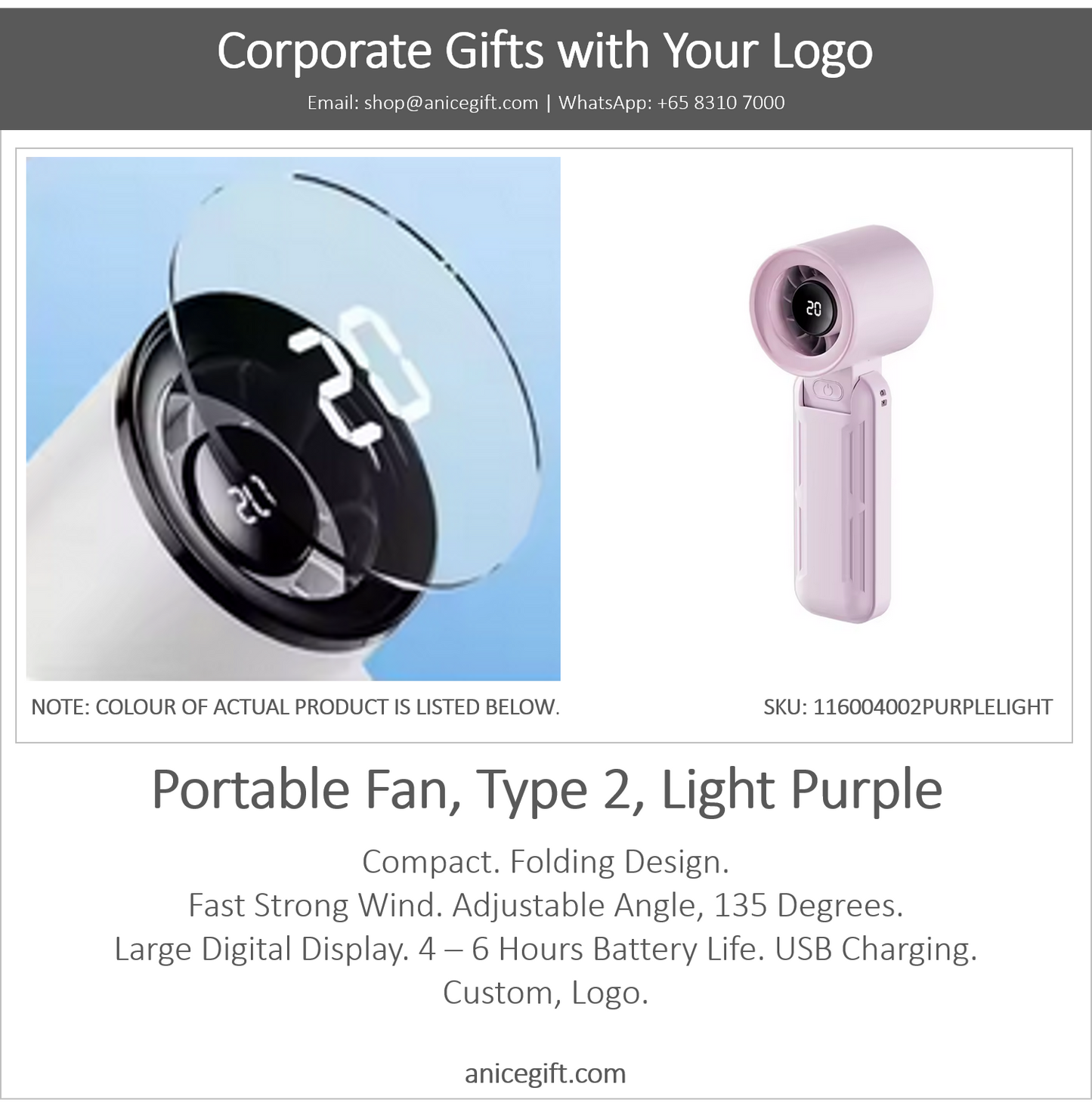 Portable Fan, Type 2, Light Purple