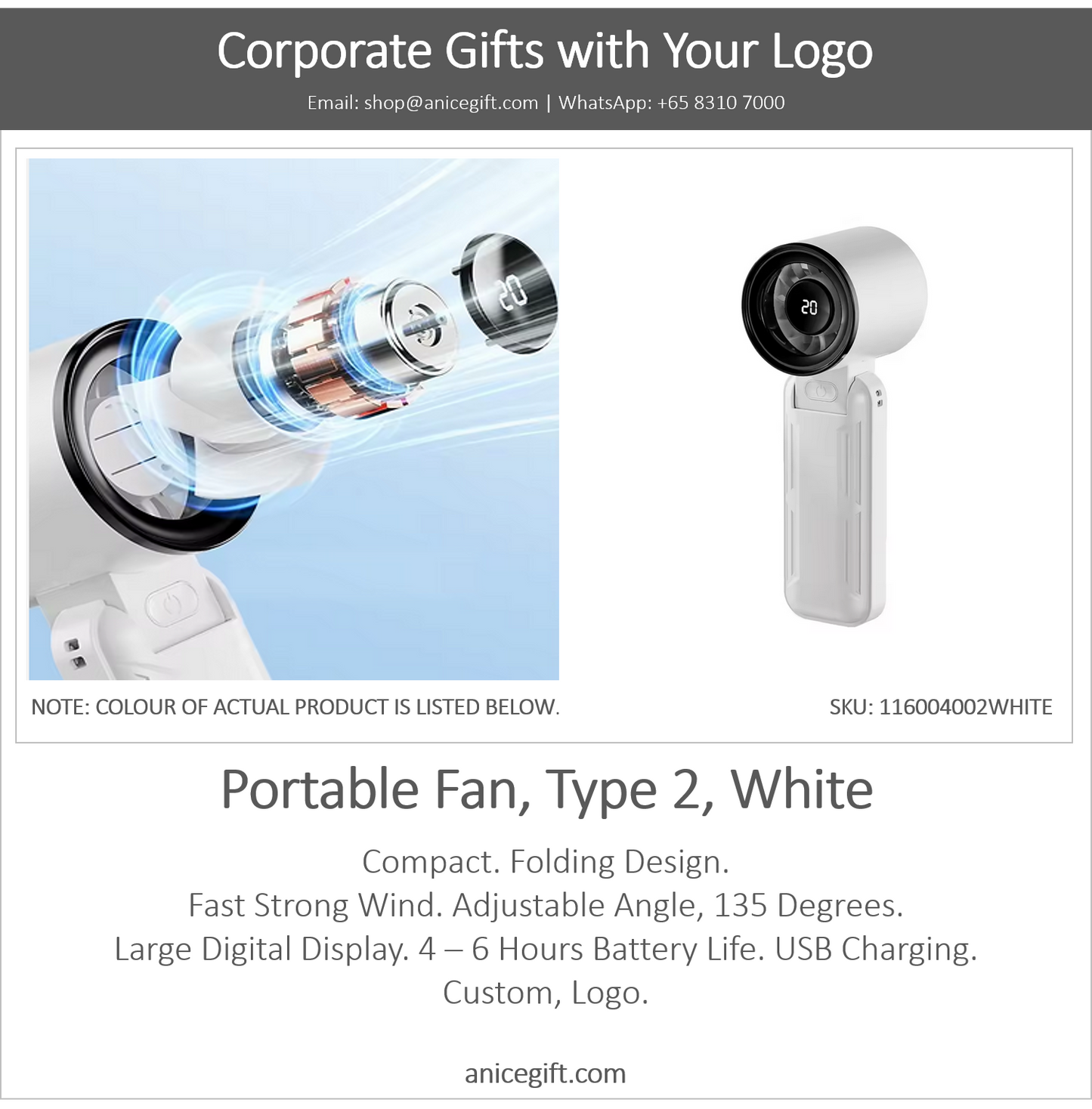 Portable Fan, Type 2, White