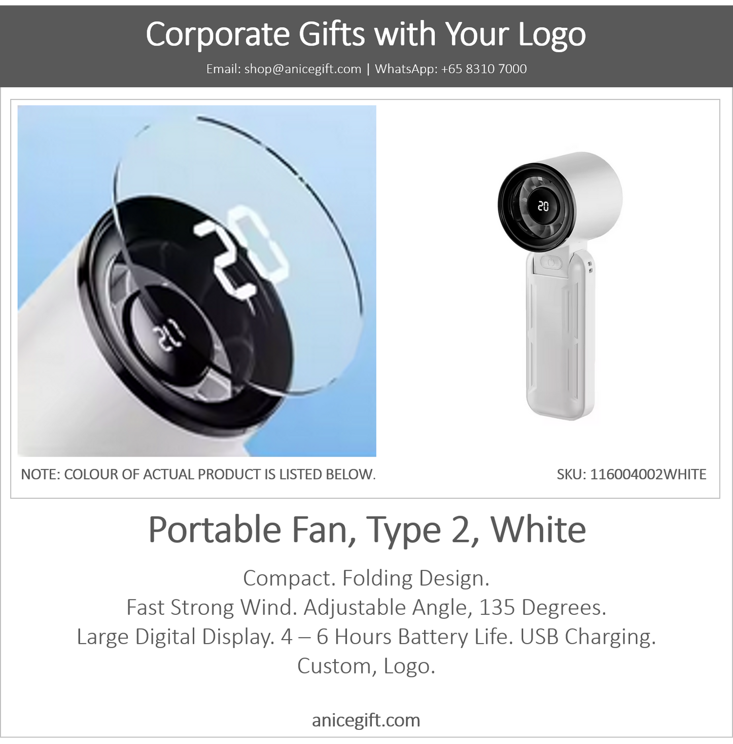 Portable Fan, Type 2, White