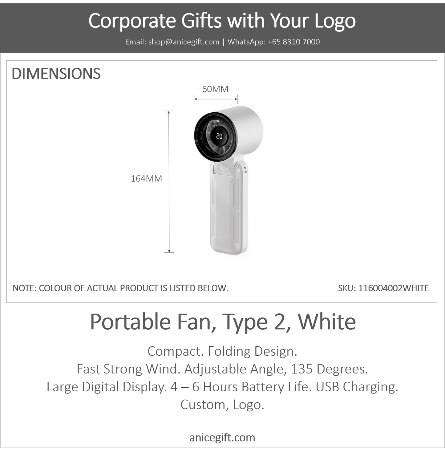 Portable Fan, Type 2, White