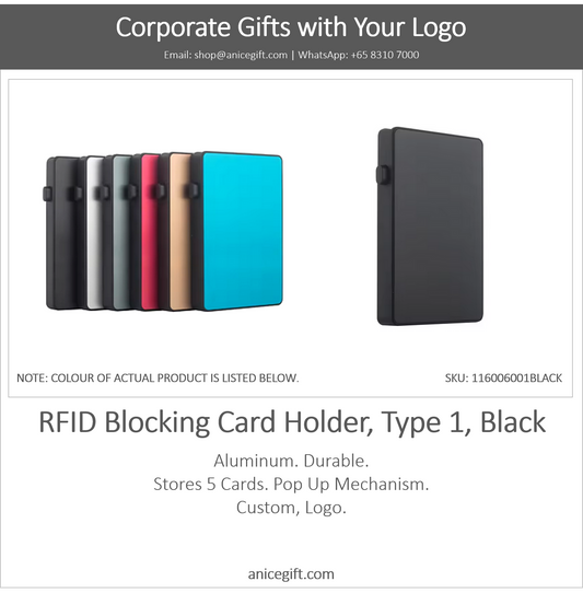 RFID Blocking Card Holder, Type 1, Black