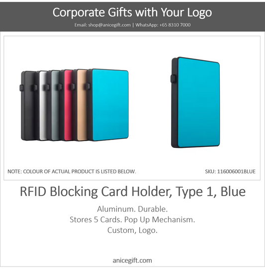 RFID Blocking Card Holder, Type 1, Blue