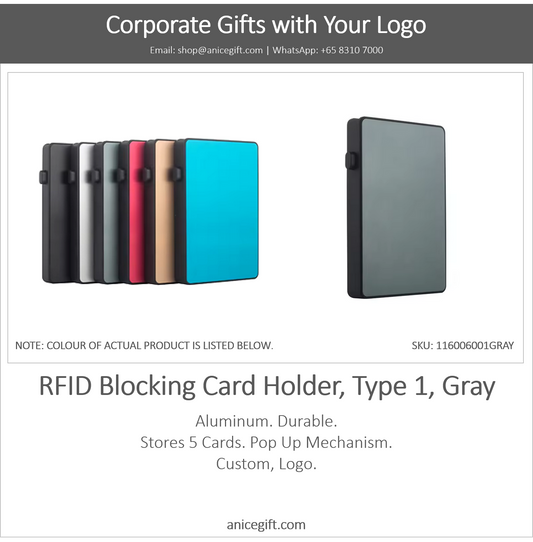 RFID Blocking Card Holder, Type 1, Gray