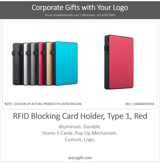 RFID Blocking Card Holder, Type 1, Red