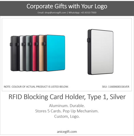 RFID Blocking Card Holder, Type 1, Silver