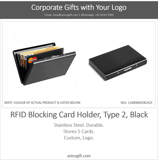 RFID Blocking Card Holder, Type 2, Black