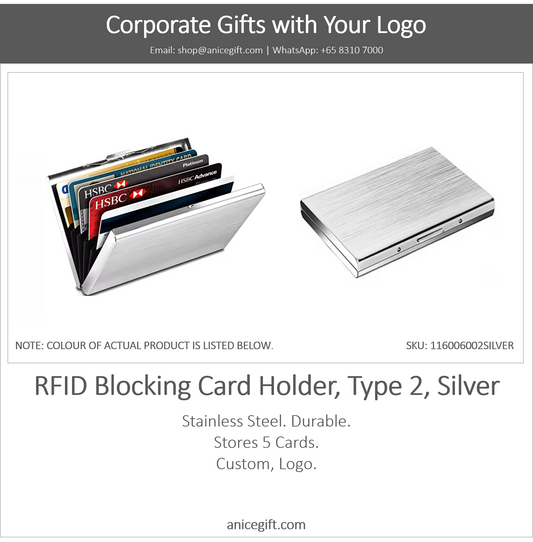 RFID Blocking Card Holder, Type 2, Silver