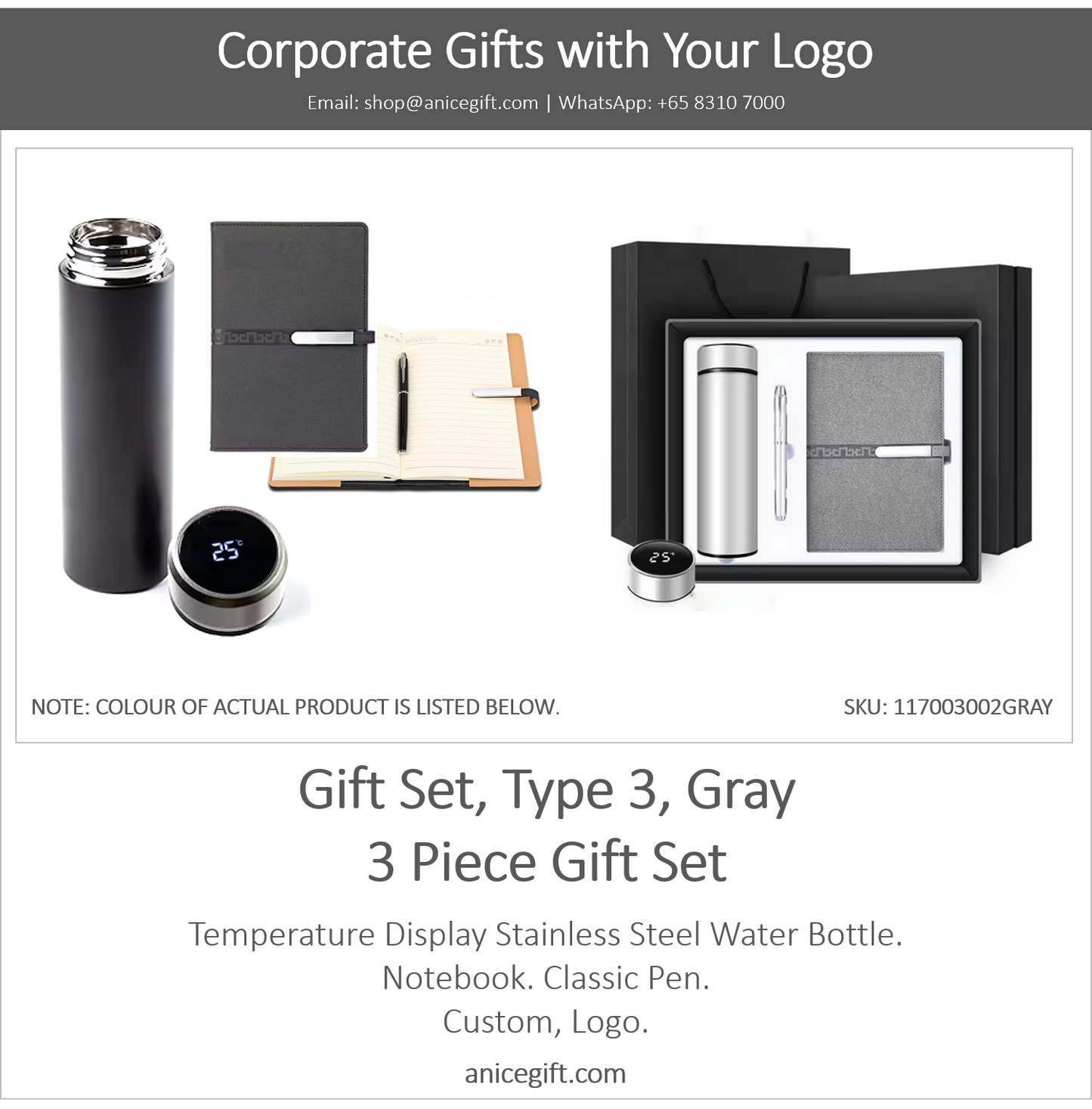 Gift Set, Type 3, Gray | 3 Piece Gift Set