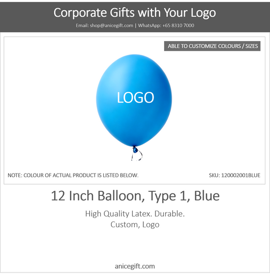 12 Inch Balloon, Type 1, Blue