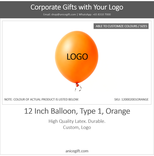 12 Inch Balloon, Type 1, Orange